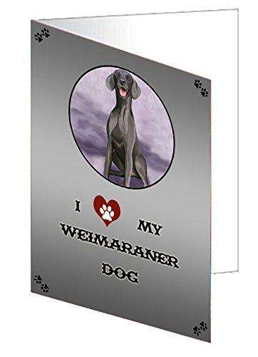 I love My Weimaraner Dog Handmade Artwork Assorted Pets Greeting Cards and Note Cards with Envelopes for All Occasions and Holiday Seasons