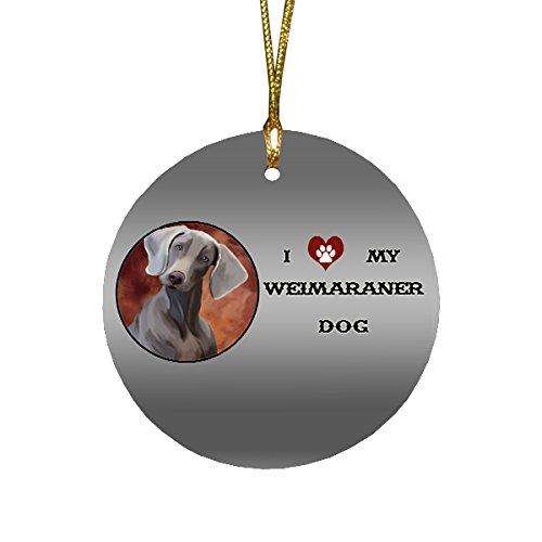 I love My Weimaraner Dog Round Christmas Ornament