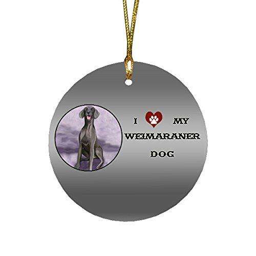 I love My Weimaraner Dog Round Christmas Ornament