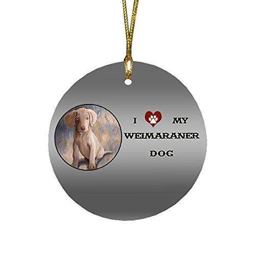I love My Weimaraner Puppy Dog Round Christmas Ornament