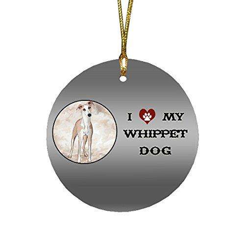 I love My Whippet Dog Round Christmas Ornament