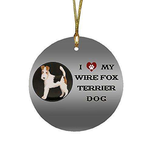 I love My Wire Fox Terrier Dog Round Christmas Ornament
