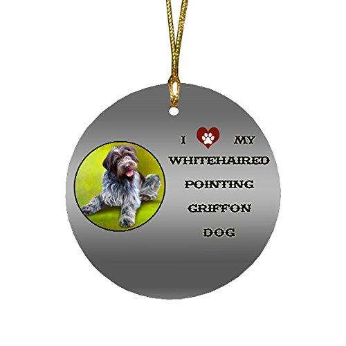 I love My Wirehaired Pointing Griffon Dog Round Christmas Ornament