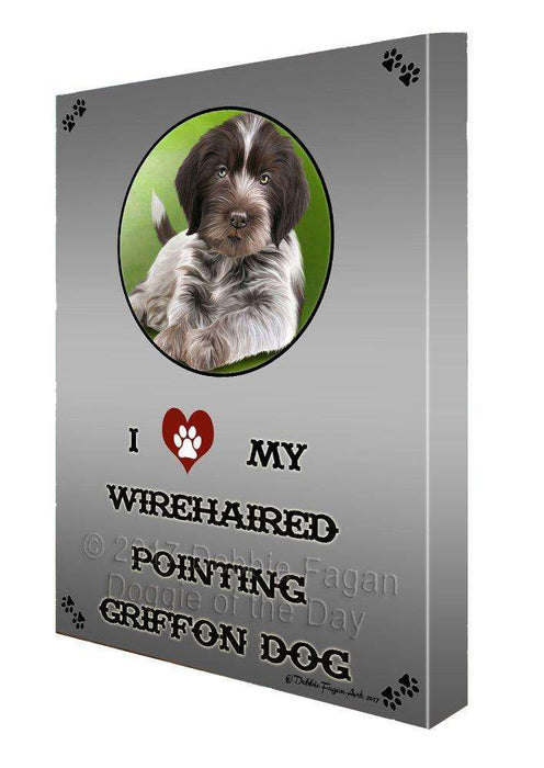 I love My Wirehaired Pointing Griffon Puppy Dog Canvas Wall Art