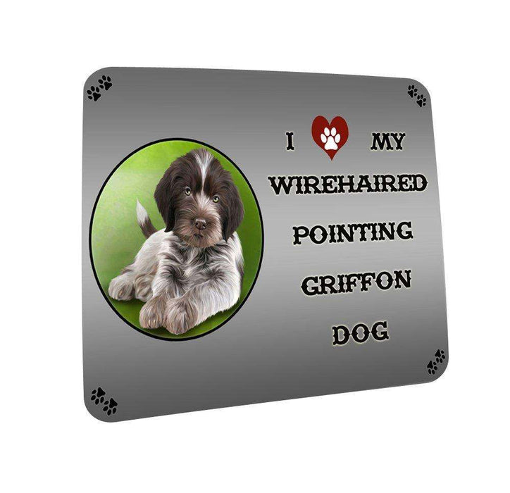 I love My Wirehaired Pointing Griffon Puppy Dog Coasters Set of 4