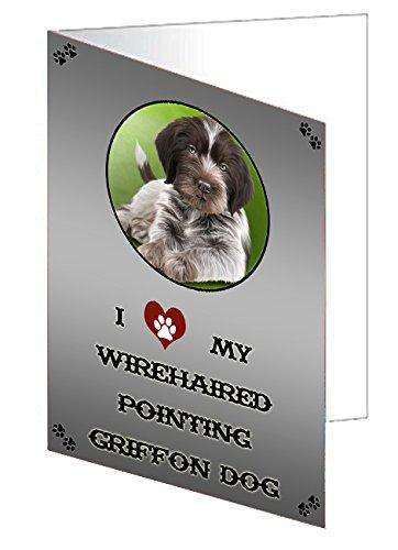 I love My Wirehaired Pointing Griffon Puppy Dog Handmade Artwork Assorted Pets Greeting Cards and Note Cards with Envelopes for All Occasions and Holiday Seasons