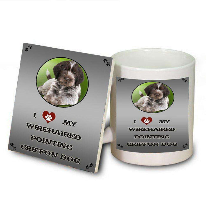 I love My Wirehaired Pointing Griffon Puppy Dog Mug and Coaster Set