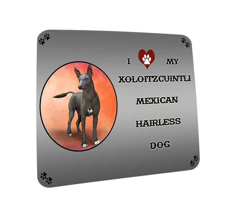 I love My Xoloitzcuintli Mexican Haireless Dog Coasters Set of 4