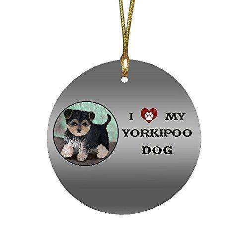 I love My Yorkipoo Dog Round Christmas Ornament