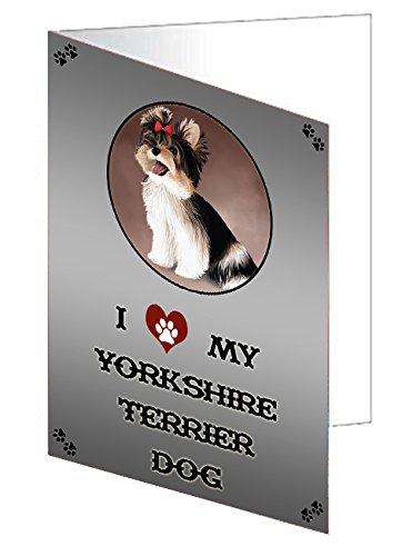 I love My Yorkshire Terrier Dog Handmade Artwork Assorted Pets Greeting Cards and Note Cards with Envelopes for All Occasions and Holiday Seasons