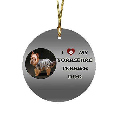 I love My Yorkshire Terrier Dog Round Christmas Ornament