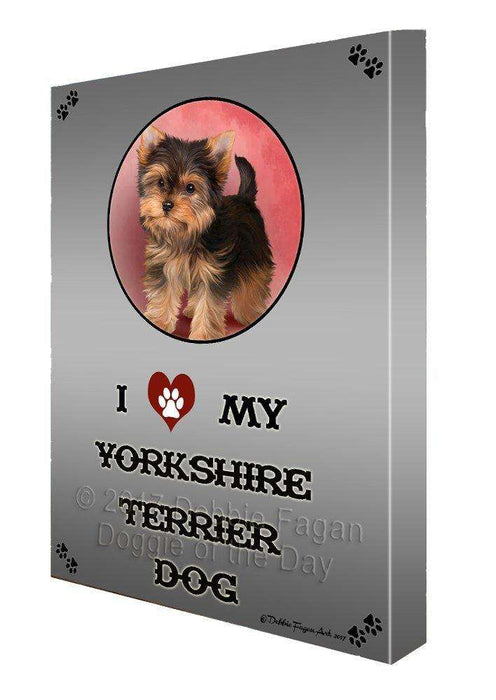 I love My Yorkshire Terrier Puppy Dog Canvas Wall Art