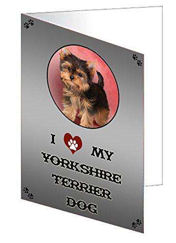 I love My Yorkshire Terrier Puppy Dog Handmade Artwork Assorted Pets Greeting Cards and Note Cards with Envelopes for All Occasions and Holiday Seasons