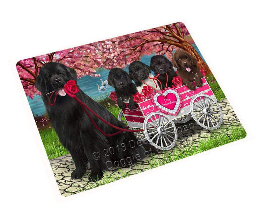 I Love Newfoundland Dog in a Cart Art Portrait Cutting Board C62637