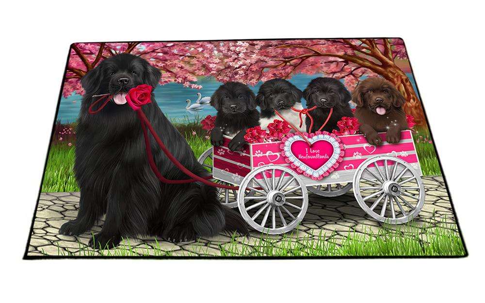 I Love Newfoundland Dog in a Cart Art Portrait Floormat FLMS51990