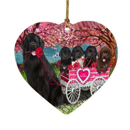 I Love Newfoundland Dog in a Cart Art Portrait Heart Christmas Ornament HPOR52731