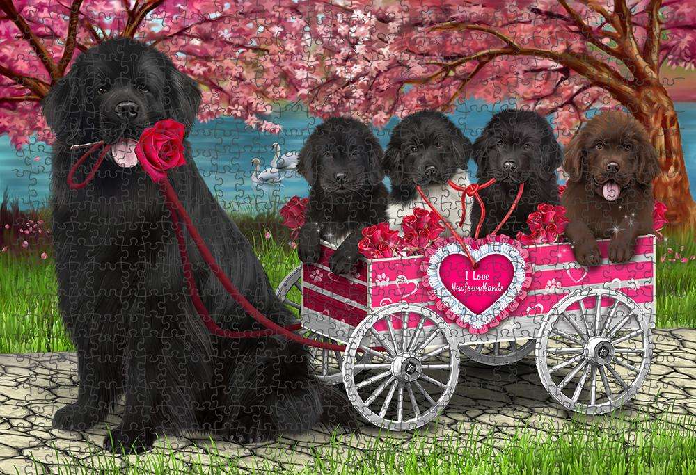 I Love Newfoundland Dog in a Cart Art Portrait Puzzle with Photo Tin PUZL62498