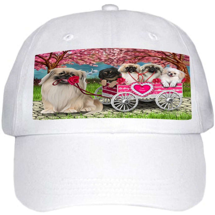 I Love Pekingese Dogs in a Cart Ball Hat Cap