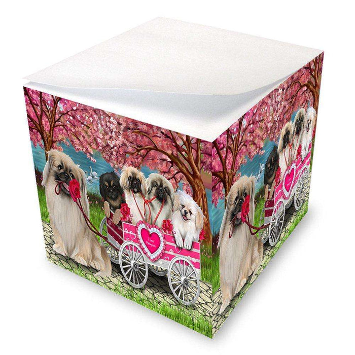 I Love Pekingeses Dog in a Cart Note Cube NOC48582