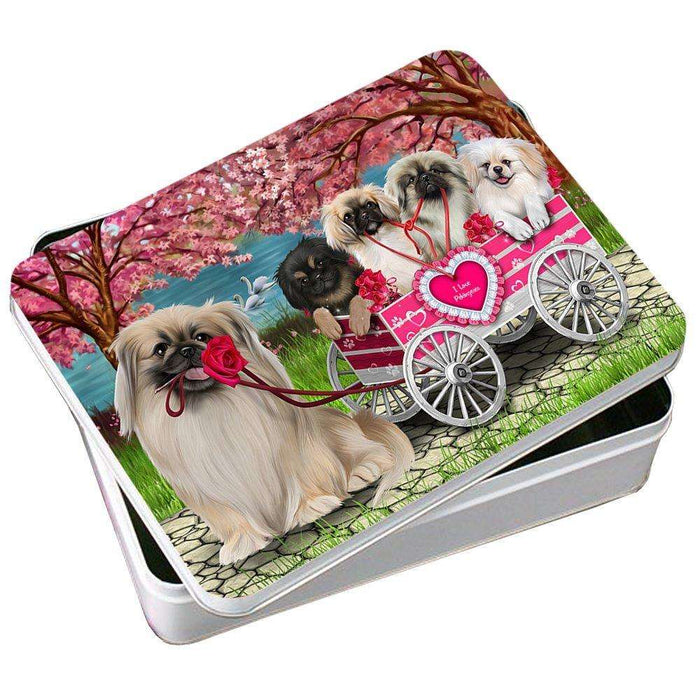 I Love Pekingeses Dog in a Cart Photo Storage Tin PITN48582