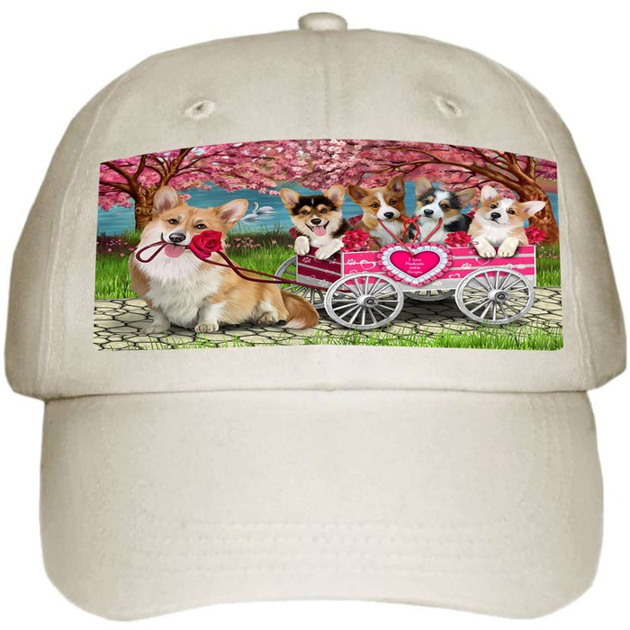 I Love Pembroke Welsh Corgies Dog in a Cart Ball Hat Cap HAT49482