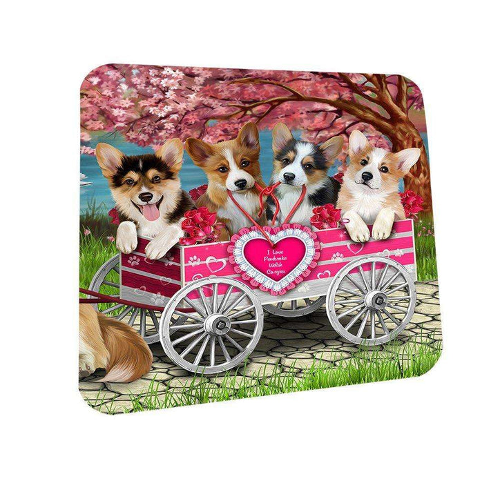I Love Pembroke Welsh Corgies Dog in a Cart Coasters Set of 4 CST48542