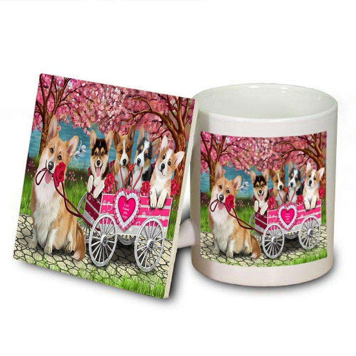 I Love Pembroke Welsh Corgies Dog in a Cart Mug and Coaster Set MUC48575