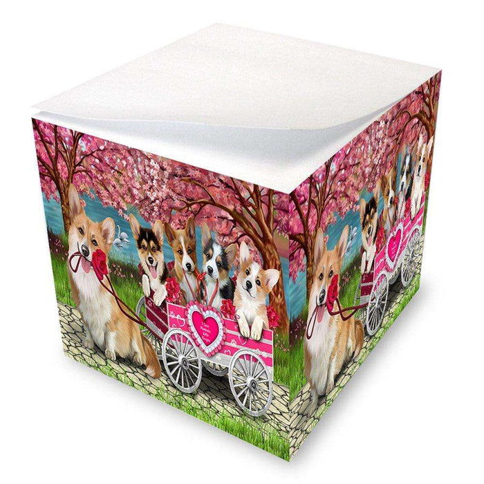 I Love Pembroke Welsh Corgies Dog in a Cart Note Cube NOC48583
