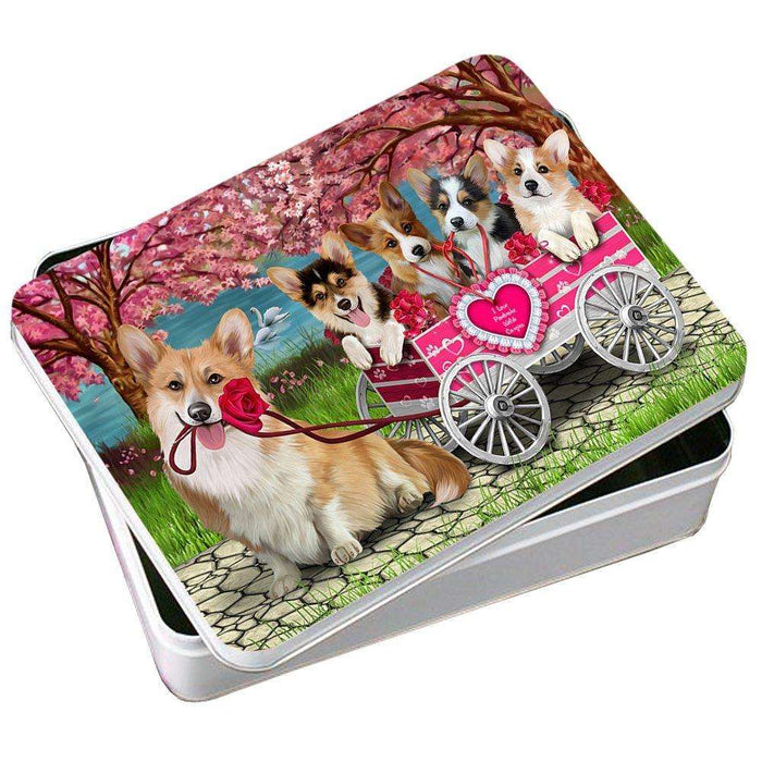 I Love Pembroke Welsh Corgies Dog in a Cart Photo Storage Tin PITN48583