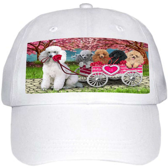 I Love Poodle Dogs in a Cart Ball Hat Cap
