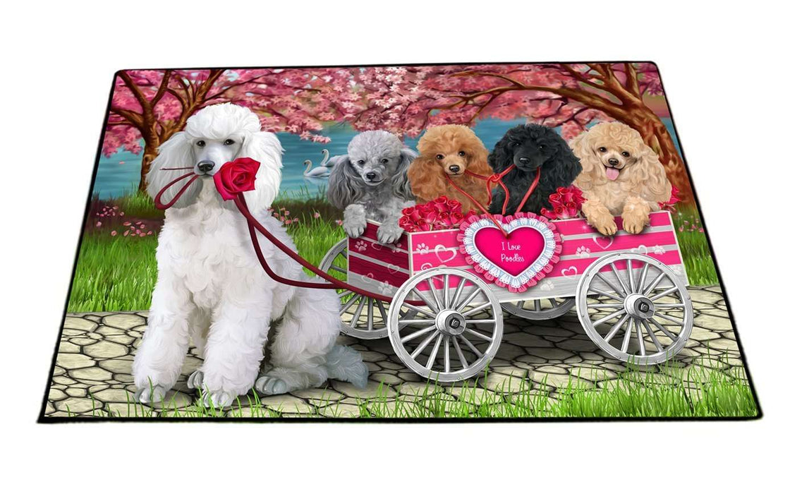 I Love Poodle Dogs in a Cart Indoor/Outdoor Floormat