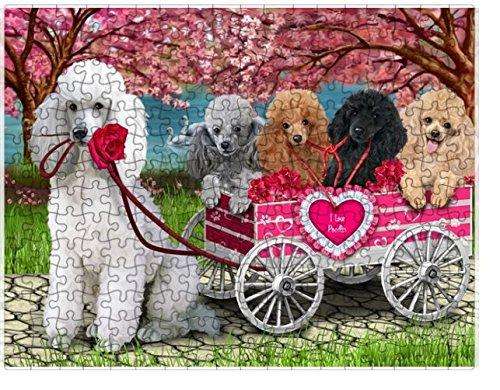 I Love Poodle Dogs in a Cart Puzzle with Photo Tin