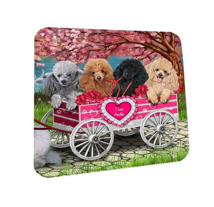 I Love Poodles Dog in a Cart Coasters Set of 4 CST48544