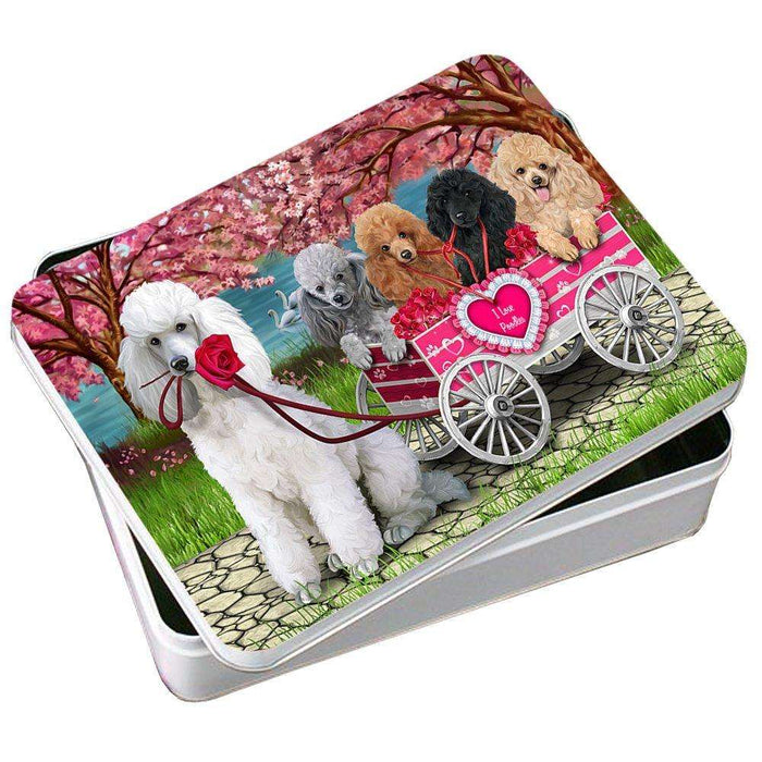 I Love Poodles Dog in a Cart Photo Storage Tin PITN48585