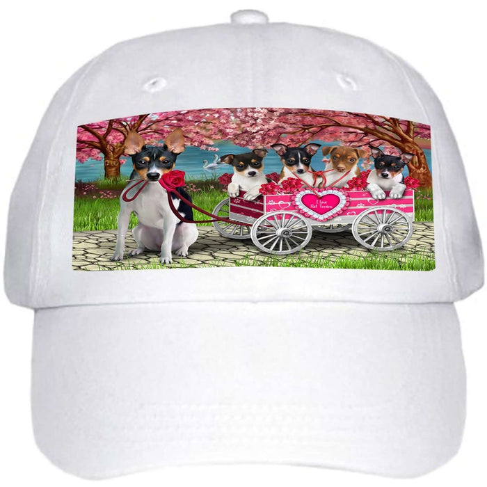 I Love Rat Terriers Dog in a Cart Ball Hat Cap HAT48162