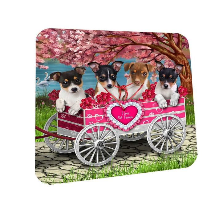 I Love Rat Terriers Dog in a Cart Coasters Set of 4 CST48102