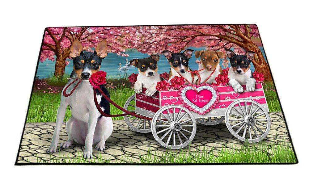 I Love Rat Terriers Dog in a Cart Floormat FLMS48204