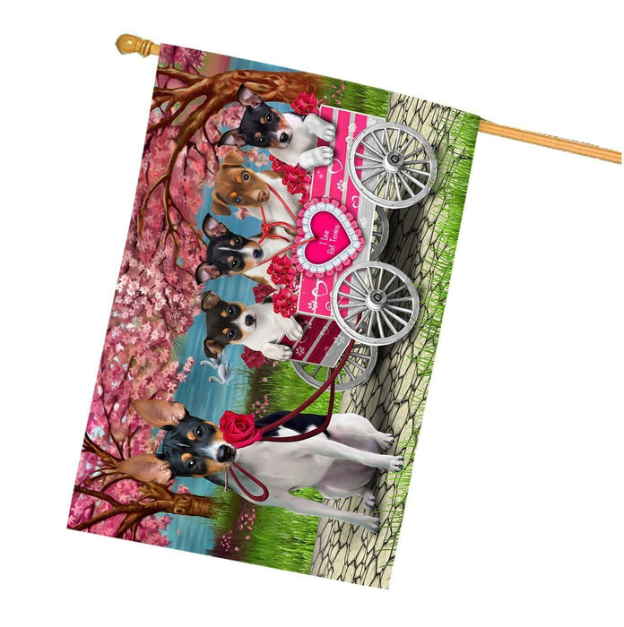 I Love Rat Terriers Dog in a Cart House Flag FLG48156