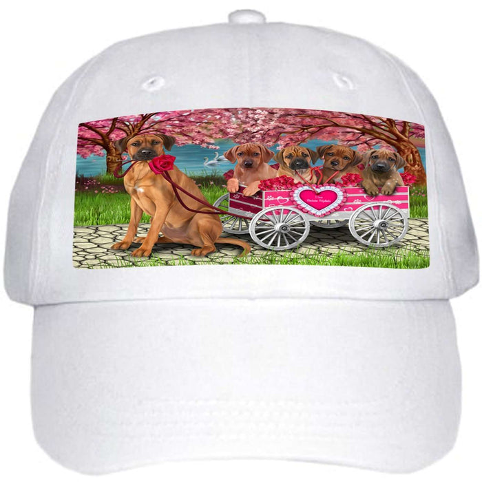 I Love Rhodesian Ridgeback Dogs in a Cart Ball Hat Cap