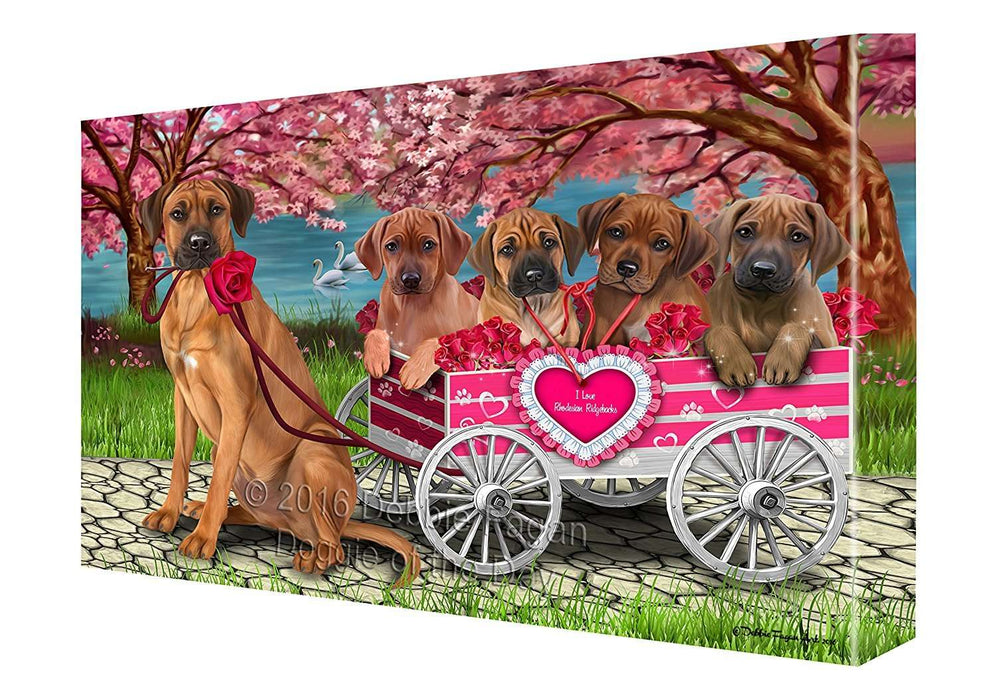 I Love Rhodesian Ridgeback Dogs in a Cart Canvas Wall Art