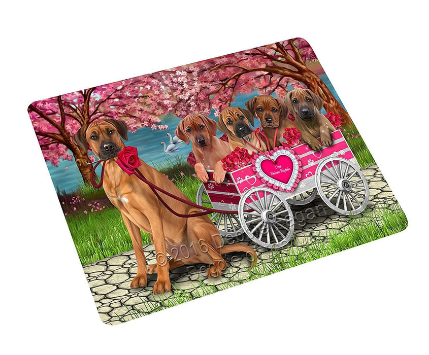 I Love Rhodesian Ridgeback Dogs in a Cart Large Refrigerator / Dishwasher Magnet