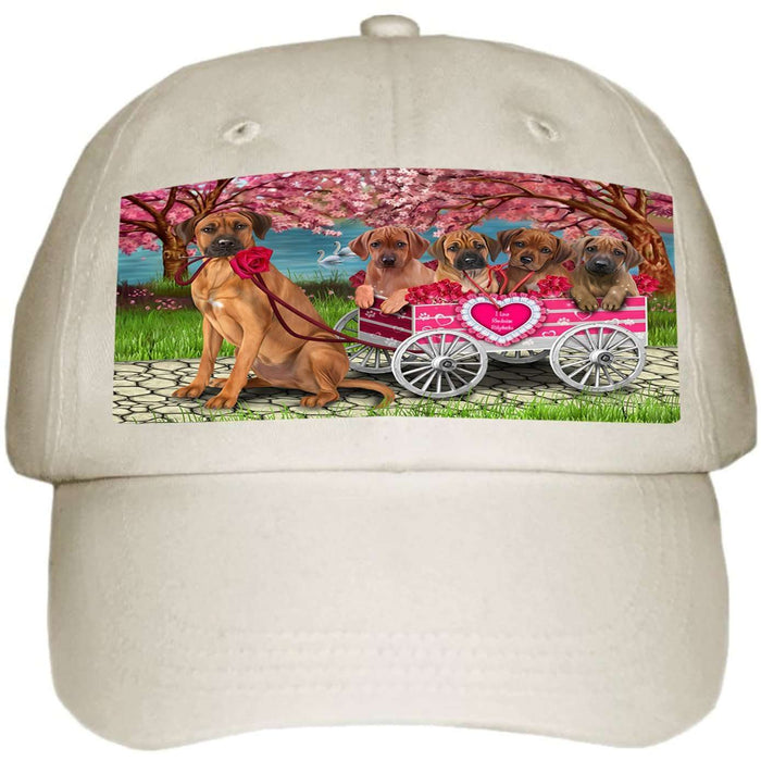 I Love Rhodesian Ridgebacks Dog in a Cart Ball Hat Cap HAT49491