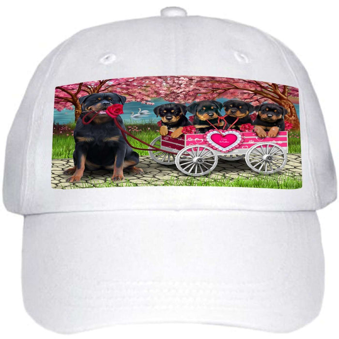 I Love Rottweiler Dogs in a Cart Ball Hat Cap