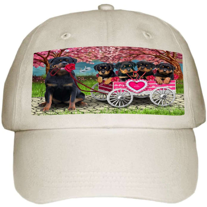 I Love Rottweiler Dogs in a Cart Ball Hat Cap