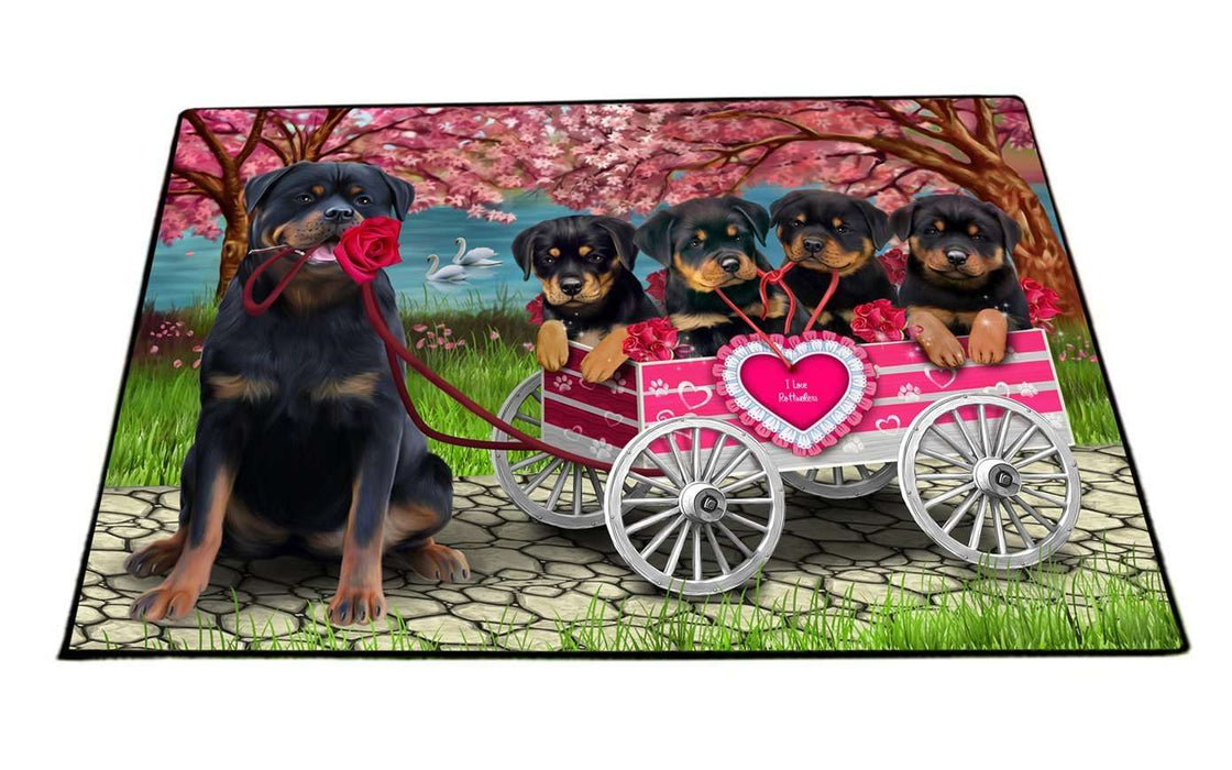 I Love Rottweiler Dogs in a Cart Indoor/Outdoor Floormat