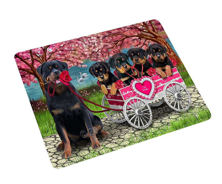 I Love Rottweiler Dogs in a Cart Tempered Cutting Board