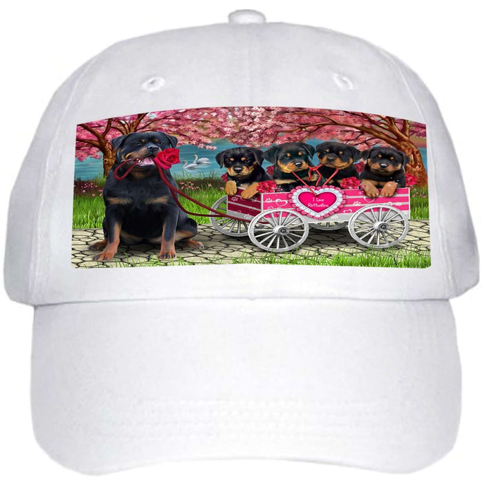 I Love Rottweilers Dog in a Cart Ball Hat Cap HAT49494
