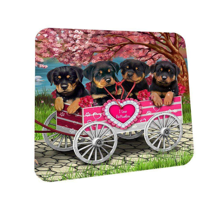I Love Rottweilers Dog in a Cart Coasters Set of 4 CST48546