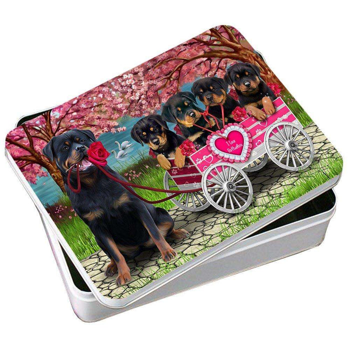 I Love Rottweilers Dog in a Cart Photo Storage Tin PITN48587