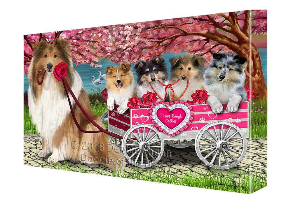 I Love Rough Collies Dog in a Cart Canvas Print Wall Art Décor CVS105749